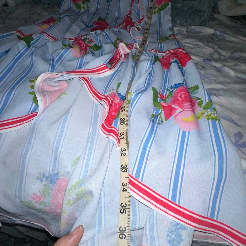 Floral Asymmetrical Skirt - Blue and Pink - Picture 5 of 7